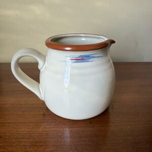 Noritake Cream Ceramic Jug with Brown and Blue Accents
